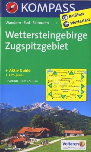 Wettersteingebirge - Zugspitzgebiet: Wanderkarte mit Aktiv Guide, Radwegen und Skitouren. GPS-genau. 1:50000 (KOMPASS Wanderkarte, Band 5)